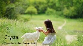  Presentation with animal nature - Slide deck enhanced with hamlet - little girl plays and huhs background and a mint green colored foreground