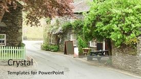  Presentation with roadside - Presentation theme having hamlet - roadside cafe in a small background and a light gray colored foreground