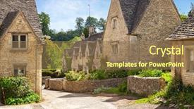  Presentation with old england - Slide deck featuring hamlet - scenic view on old street background and a coral colored foreground