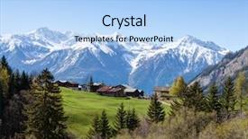  Presentation with poultry farm biology - Beautiful presentation theme featuring hamlet - small farm at early spring backdrop and a light blue colored foreground