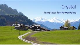  Presentation with alps - Theme featuring hamlet - small farm in swiss alps background and a  colored foreground