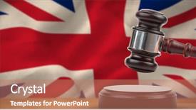  Presentation with great britain - PPT layouts with hammer and gavel against 3d background and a coral colored foreground