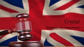  Presentation with great britain - Cool new slides with hammer and gavel against 3d backdrop and a crimson colored foreground