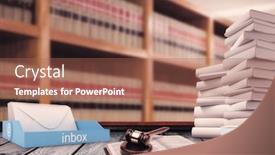  Presentation with gavel - PPT theme with hammer and gavel against close up of a bookshelf background and a red colored foreground