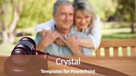  Presentation with judge gavel or law hammer - Amazing slide deck having hammer and gavel against portrait backdrop and a coral colored foreground