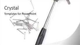  Presentation with nails - Presentation design having hammer and metal nails isolated background and a white colored foreground