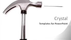  Presentation with nail - Colorful PPT layouts enhanced with hammer-and-nail-over-white backdrop and a white colored foreground
