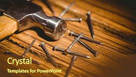  Presentation with nails - Slide set featuring hammer and nails laid out on table shot in studio background and a tawny brown colored foreground
