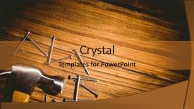  Presentation with nails - PPT theme featuring hammer and nails laid out on table shot in studio background and a gold colored foreground