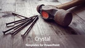  Presentation with home improvement - Audience pleasing PPT layouts consisting of hammer and nails on floorboards backdrop and a gray colored foreground