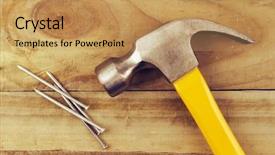  Presentation with nail - Slide deck enhanced with hammer and nails on wood background and a coral colored foreground