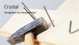  Presentation with pallet - Presentation design with hammer and nails on wood background and a light gray colored foreground