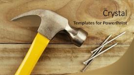 Presentation with nail - PPT layouts featuring hammer and nails on wood background and a  colored foreground