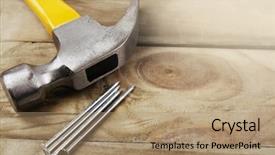  Presentation with copy space leadership - Colorful PPT theme enhanced with hammer and nails on wood backdrop and a  colored foreground