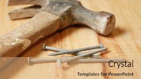  Presentation with nail salon beauty nails concept - PPT layouts having hammer and nails background and a coral colored foreground