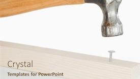  Presentation with nail - PPT theme enhanced with hammer driving a nail against a white background background and a lemonade colored foreground