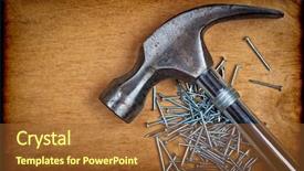  Presentation with nail - Colorful slide set enhanced with hammer head and nails backdrop and a  colored foreground