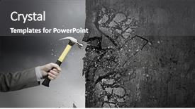  Presentation with cement - Presentation design consisting of hammer in hand breaking background and a gray colored foreground