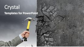  Presentation with cement - Presentation enhanced with hammer in hand breaking background and a gray colored foreground