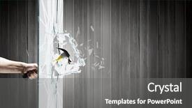  Presentation with human - Slides enhanced with hammer in human hand breaking background and a gray colored foreground