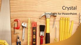  Presentation with wood tools - PPT layouts enhanced with hammer nail - assorted work tools on wood background and a blonde colored foreground