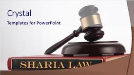  Presentation with law case - Presentation theme consisting of hammer on top of law background and a sky blue colored foreground