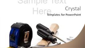  Presentation with tape measure - Presentation theme consisting of hammer screwdrivers wrenches and a tape measure on a white background with copy space background and a white colored foreground