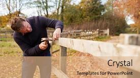  Presentation with acrylic nail application - Audience pleasing presentation theme consisting of hammering nail into repaired fence backdrop and a coral colored foreground
