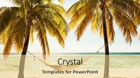  Presentation with palm beach - PPT theme having hammock between two palm trees background and a blonde colored foreground