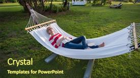  Presentation with reading - Beautiful PPT theme featuring hammock in a peaceful garden backdrop and a tawny brown colored foreground