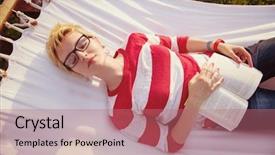  Presentation with peaceful - Audience pleasing slides consisting of hammock in a peaceful garden backdrop and a coral colored foreground