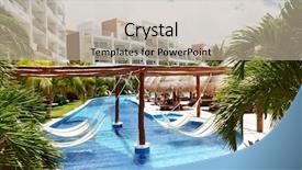  Presentation with swimming pool - Slide deck enhanced with tropical cuba hotel - swimming pool and hammock luxury background and a mint green colored foreground