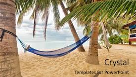  Presentation with sea shore - Audience pleasing slide deck consisting of hammock on shore near sea thailand backdrop and a coral colored foreground