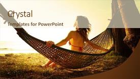  Presentation with papaya tropical fruit vanilla pastel - Beautiful presentation design featuring hammock on the tropical beach backdrop and a cream colored foreground