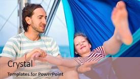  Presentation with father - Cool new PPT theme with hammock set on the sail backdrop and a coral colored foreground
