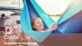  Presentation with sunset sailing - PPT theme with hammock set on the sail background and a coral colored foreground