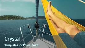  Presentation with sail - Slide set having hammock set on the sail background and a ocean colored foreground