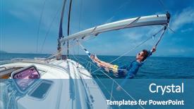 Presentation with man relaxing on massage table - Slides enhanced with hammock set on the sail background and a  colored foreground