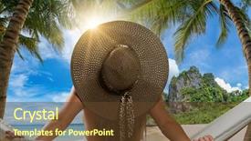  Presentation with relaxing - Slide deck enhanced with hammock under the coconut tree background and a tawny brown colored foreground