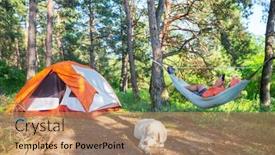  Presentation with camping - Presentation consisting of hammocks-on-trees background and a coral colored foreground