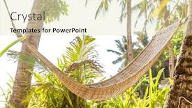  Presentation with summer - PPT layouts enhanced with hammok-on-tropical-background-summer background and a soft green colored foreground