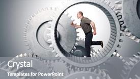  Presentation with metal whistle used by police - Amazing slide set having hamster wheel - caucasian man run inside metal backdrop and a gray colored foreground