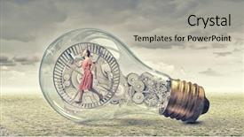  Presentation with light book - PPT layouts enhanced with hamster wheel - young woman in dress background and a light gray colored foreground