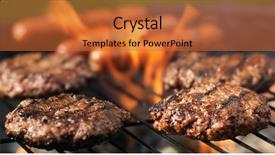  Presentation with cooking oils - Beautiful theme featuring hamuburgers and hotdogs cooking panorama backdrop and a red colored foreground