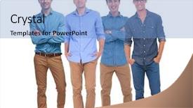  Presentation with jeans - Amazing presentation design having han - four young casual men standing backdrop and a light blue colored foreground