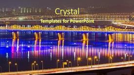  Presentation with night city - Colorful PPT layouts enhanced with han-gang-in-seoul-city backdrop and a tawny brown colored foreground