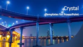  Presentation with freeway - Cool new PPT theme with han river - freeway in seoul backdrop and a ocean colored foreground