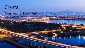  Presentation with park night city - Audience pleasing presentation design consisting of han river - seoul city at night backdrop and a  colored foreground