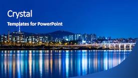  Presentation with washington dc city skyline - Beautiful PPT theme featuring han river - seoul city skyline at night backdrop and a dark gray colored foreground