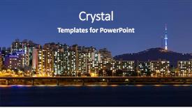  Presentation with south korea interest rate - Audience pleasing PPT theme consisting of han river - south korea city at night backdrop and a  colored foreground